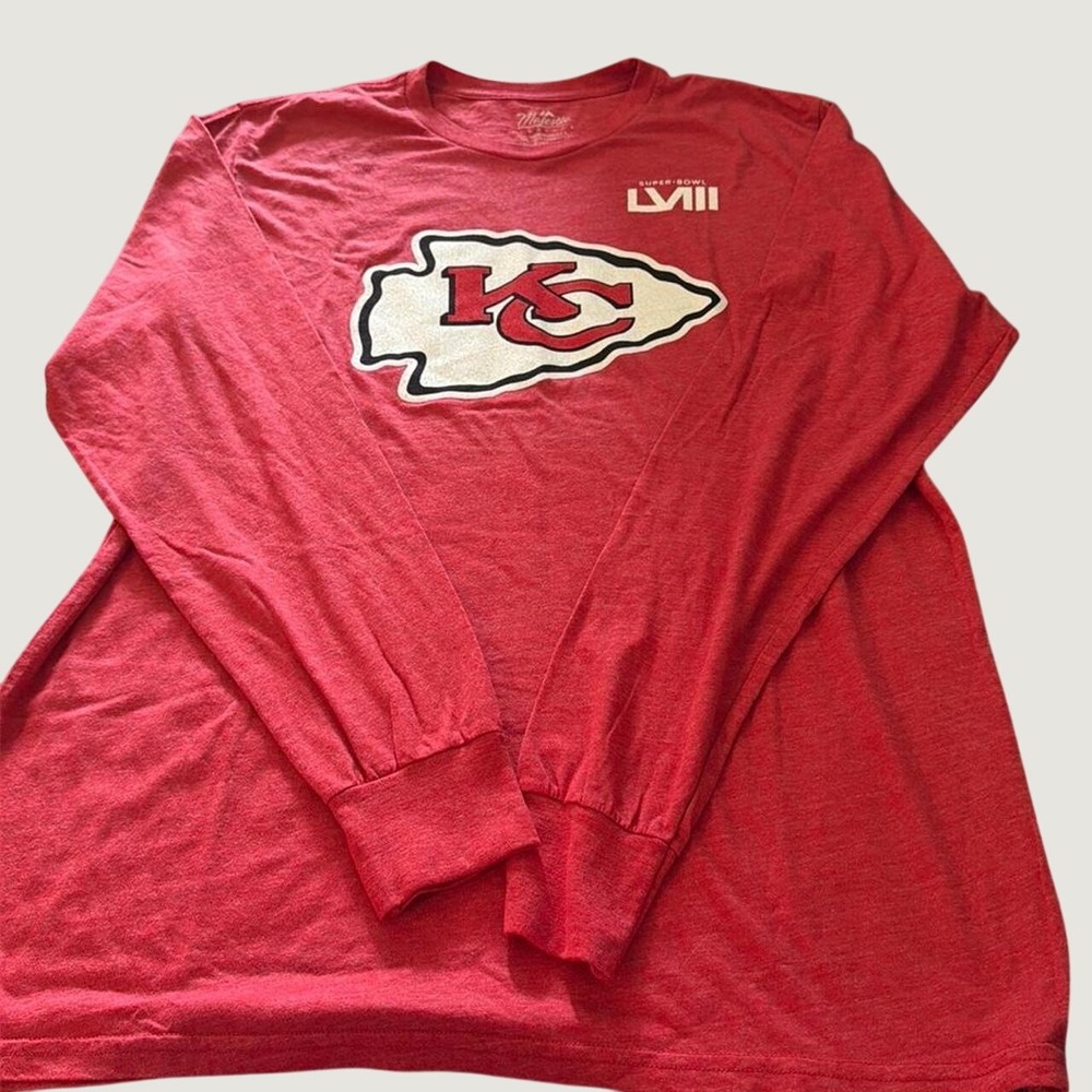 Majestic Kansas City Chiefs Shirt XL Travis Kelce Super Bowl LVII Tri-Blend Red‎